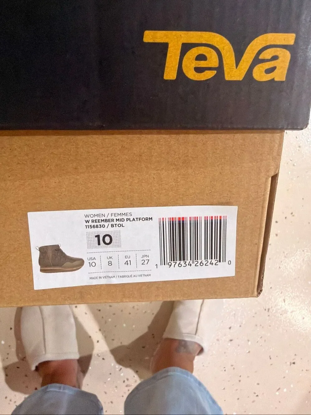 TEVA Burnt Olive ReEmber Quilted Slip-On Outdoor Comfort Mid Platform Booties 10